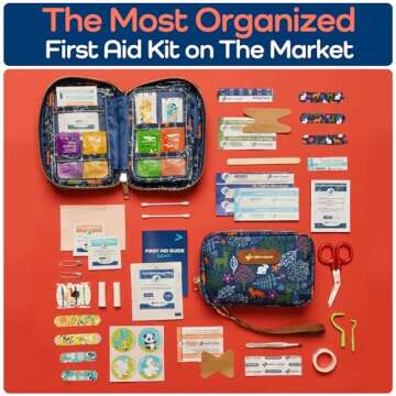 KeepGoing Kids' 130 Pc First Aid Kit - Car, Home, Purse, Diaper Bag - Latex-Free Bandages, TSA-Approved Travel Size