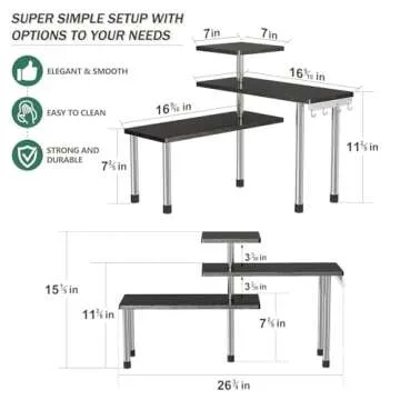 ZHWS Bathroom Counter Organizer Corner Shelf – Bathroom Organization Bamboo 3 Tier Spice Rack Make...