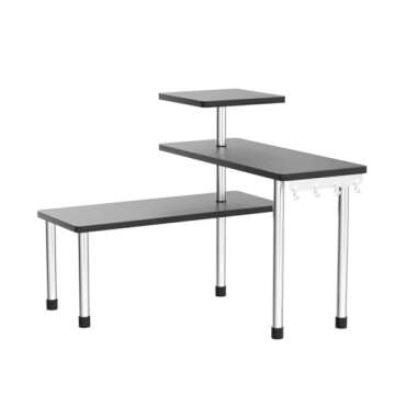 ZHWS Bathroom Counter Organizer Corner Shelf – Bathroom Organization Bamboo 3 Tier Spice Rack Makeup Organizer Bookshelf Space Saving Rack Kitchen Office Living Room, Black