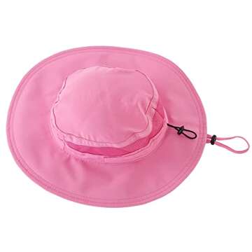 Connectyle Kids Wide Brim Sun Hat for Beach Quick Dry Bucket Safari Hats for Summer M Hot Pink