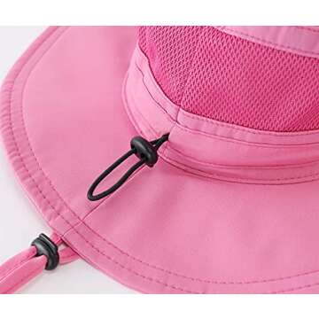 Connectyle Kids Wide Brim Sun Hat for Beach Quick Dry Bucket Safari Hats for Summer M Hot Pink