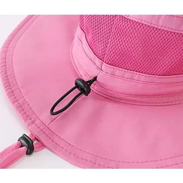 Connectyle Kids Wide Brim Sun Hat for Beach Quick Dry Bucket Safari Hats for Summer M Hot Pink