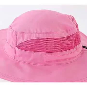 Connectyle Kids Wide Brim Sun Hat for Beach Quick Dry Bucket Safari Hats for Summer M Hot Pink