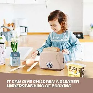PZJDSR Kids Toaster,Toy Toaster Kids Kitchen Playset,Pretend Play Toy Kitchen Set,Play Toaster Kitchen Appliances for Kids Ages Over 3 years old