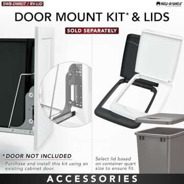 Rev-A-Shelf Double Pullout Trash Can for Kitchen Cabinets 35 Qt Garbage Recycling Bin on Full Extension Slide, Blue/White, RV-18KD-11RC-S