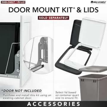 Rev-A-Shelf Double Pullout Trash Can for Kitchen Cabinets 35 Qt Garbage Recycling Bin on Full Extension Slide, Blue/White, RV-18KD-11RC-S