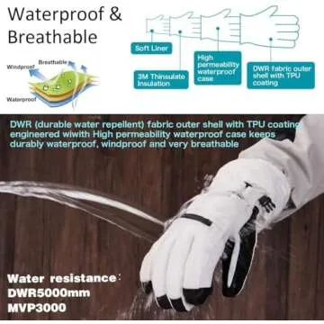 Unigear Waterproof Touchscreen Ski Gloves for Winter Sports