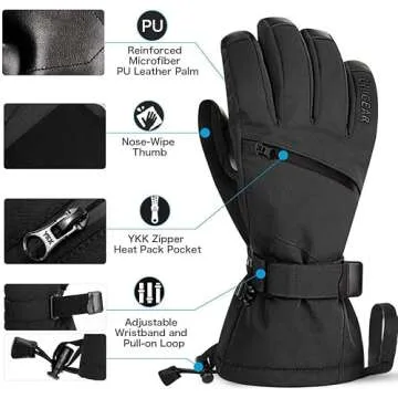 Unigear Waterproof Touchscreen Ski Gloves for Winter Sports