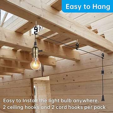 Simple Deluxe 15FT Pendant Light Cord, Suitable E26 Socket with Switch, Twisted Black Cloth Plug in Hanging Light Kit, for Industrial Retro DIY Decoration