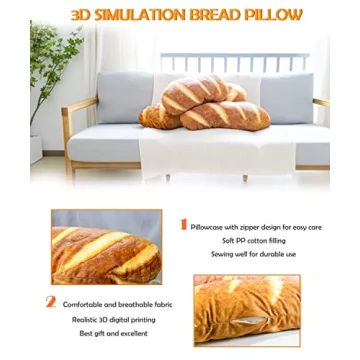 Wepop 3D Bread Shape Pillow - Fun & Soft Lumbar Cushion