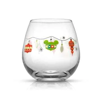 JoyJolt Disney Mickey Mouse Stemless Wine Glass Set