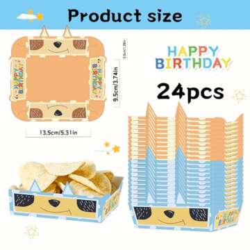 Cartoon Blue Dog Disposable Paper Food Trays 24pcs Dog Family Birthday Decorations Nacho Trays for Blue Dog Theme Birthday Party Supplies Baby Shower Decorations