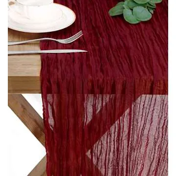 5 Pack 10Ft Burgundy Cheesecloth Table Runner Boho Bulk Gauze Table Runner Cheesecloth Fabric for Wedding Bridal Shower Birthday Party Baby Shower Decor 35x120 Inch