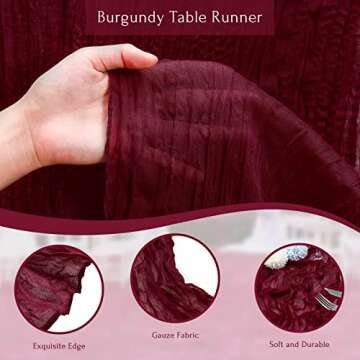 5 Pack 10Ft Burgundy Cheesecloth Table Runner Boho Bulk Gauze Table Runner Cheesecloth Fabric for Wedding Bridal Shower Birthday Party Baby Shower Decor 35x120 Inch