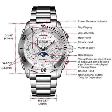 BINLUN Men's Automatic Watch with Luminous Luxury Features