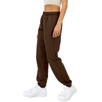 EFAN Sweatpants Women Baggy High Waisted Sweat Pants Fall Clothes Casual Joggers Y2k Aesthetic Warm Trousers with Pockets 2025 Brown M