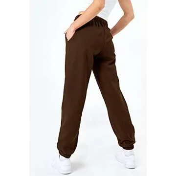 EFAN Sweatpants Women Baggy High Waisted Sweat Pants Fall Clothes Casual Joggers Y2k Aesthetic Warm Trousers with Pockets 2025 Brown M