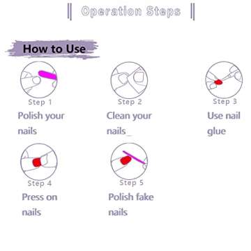 24 Pcs Press on Nails, Sunjasmine Acrylic Design Kit