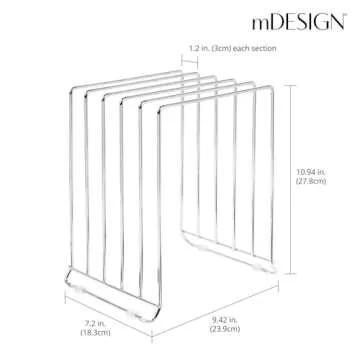 mDesign 5 Slot Pot and Pan Rack — Metal Wire Rack for Cabinets, Pantries or Kitchen Surfaces — Freestanding Pan Stand for Pans, Pots, Lids and Crockery – Silver