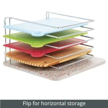 mDesign 5 Slot Pot and Pan Rack — Metal Wire Rack for Cabinets, Pantries or Kitchen Surfaces — Freestanding Pan Stand for Pans, Pots, Lids and Crockery – Silver