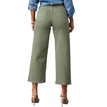 Allimy Women's High Waisted Wide Leg Ripped Jeans