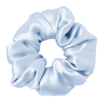 LilySilk Silk Hair Scrunchie, 100% Mulberry Silk, No Damage, Elastic Silk Ponytail Holder, Silver Bl...
