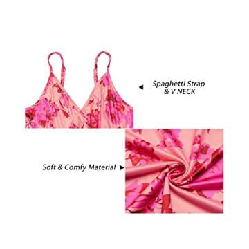 Newshows Women's Summer 2025 Dress Pink Outfits Baby Shower Photoshoot Sleeveless Valentine Casual Honeymoon Hawaiian Long Maxi Dress (Pink Floral Rose, Small)