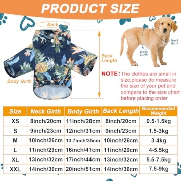 Hawaiian Pet T-Shirts for Dogs 4-Piece Summer Set