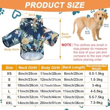 Hawaiian Pet T-Shirts for Dogs 4-Piece Summer Set