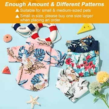 Hawaiian Pet T-Shirts for Dogs 4-Piece Summer Set