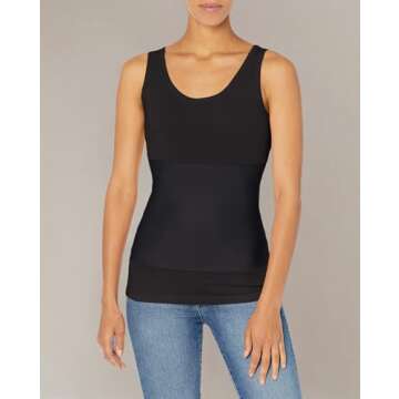Yummie Women's Boyfriend 3-Panel Shaping Tank, Black, Extra Large