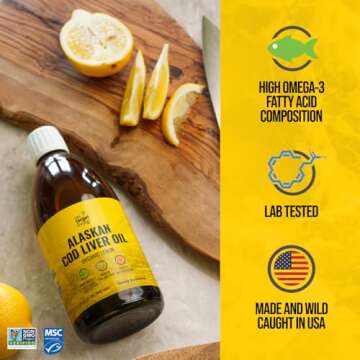 On Target Living Alaskan Cod Liver Oil Organic Lemon Flavor 16.67 oz (2-Pack) | Line Caught in The USA | Naturally Occurring Vitamin D | Rich in Omega 3 DHA/EPA | Non-GMO Project Certified