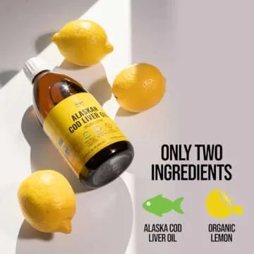 On Target Living Alaskan Cod Liver Oil Organic Lemon Flavor 16.67 oz (2-Pack) | Line Caught in The USA | Naturally Occurring Vitamin D | Rich in Omega 3 DHA/EPA | Non-GMO Project Certified
