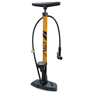 BV Bicycle Ergonomic Bike Floor Pump with Gauge & Smart Valve Head, 160 psi, Automatically Reversibl...