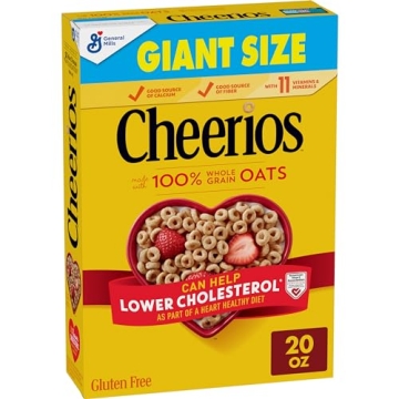 Cheerios Giant Size Gluten Free Breakfast Cereal, Heart Healthy, 20 oz