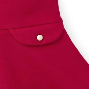 Hope & Henry Girls' Short Sleeve Ponte Skater Dress with Faux Fur Collar Red