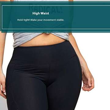 KQUZO Women's Plus Size High Waist 7/8 Compression Workout Leggings with Pocket 27" Inseam