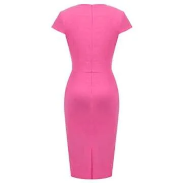 GRACE KARIN Women Cocktail Dress Rose Pink Wedding Guest Dress Knee Length
