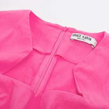 GRACE KARIN Women Cocktail Dress Rose Pink Wedding Guest Dress Knee Length