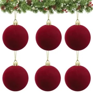 Elegant Red Velvet Christmas Ball Ornaments - 6 PCS
