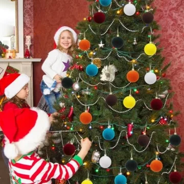 Red Velvet Christmas Ball Ornaments - 6 PCS