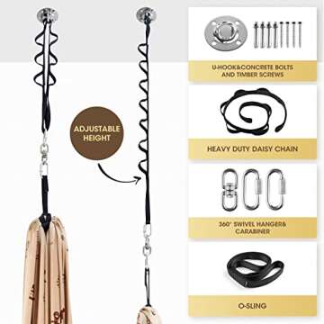 Sensory Swing for Kids - Indoor Swing Adjustable Hammock Great for Autism, ADHD, Aspergers, Sensory Therapy Swing with 360° Swivel Hanger for Children Calming & Playing with Sensory Needs