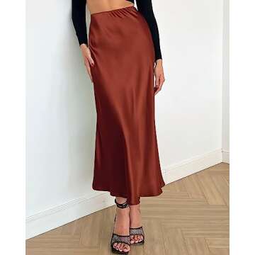 BTFBM 2025 Women Long Satin Summer Fall Skirt Silk Elegant High Waist Cocktail Party Wedding Flared ...