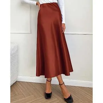 BTFBM Women's Elegant Satin Midi Skirt for Any Occasion