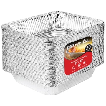 Disposable Aluminum Pans 30 Pack - 9x13 Foil Pans