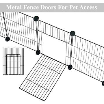LANGXUN DIY Small Animal Pet Playpen with Door, Rabbit, Guinea Pig Cages, Puppy, Kitten Playpen | Indoor & Outdoor Portable Metal Wire Yard Fence, 12pcs Pet Panels