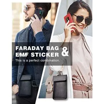 Faraday Bags for Phones, Leather Surface, Multiple Ways to Carry, Signal Blocking Pouch, GPS/RFID Sh...