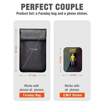 Faraday Bags for Phones, Leather Surface, Multiple Ways to Carry, Signal Blocking Pouch, GPS/RFID Shield Phone Sleeve, Cellphone Privacy Protection, 8 x 4.8 inches, for All Smartphones (Black)