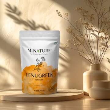 mi nature USDA CERTIFIED Organic Fenugreek Powder (TRIGONELLA FOENUM)(100% NATURAL, ORGANICALLY GROWN) (227g / (1/2 lb) / 8 ounces) - Resealable Zip Lock Pouch