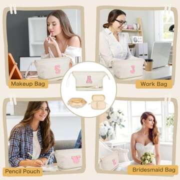 Birthday Gifts for Girls - Personalized Initial Makeup Bag